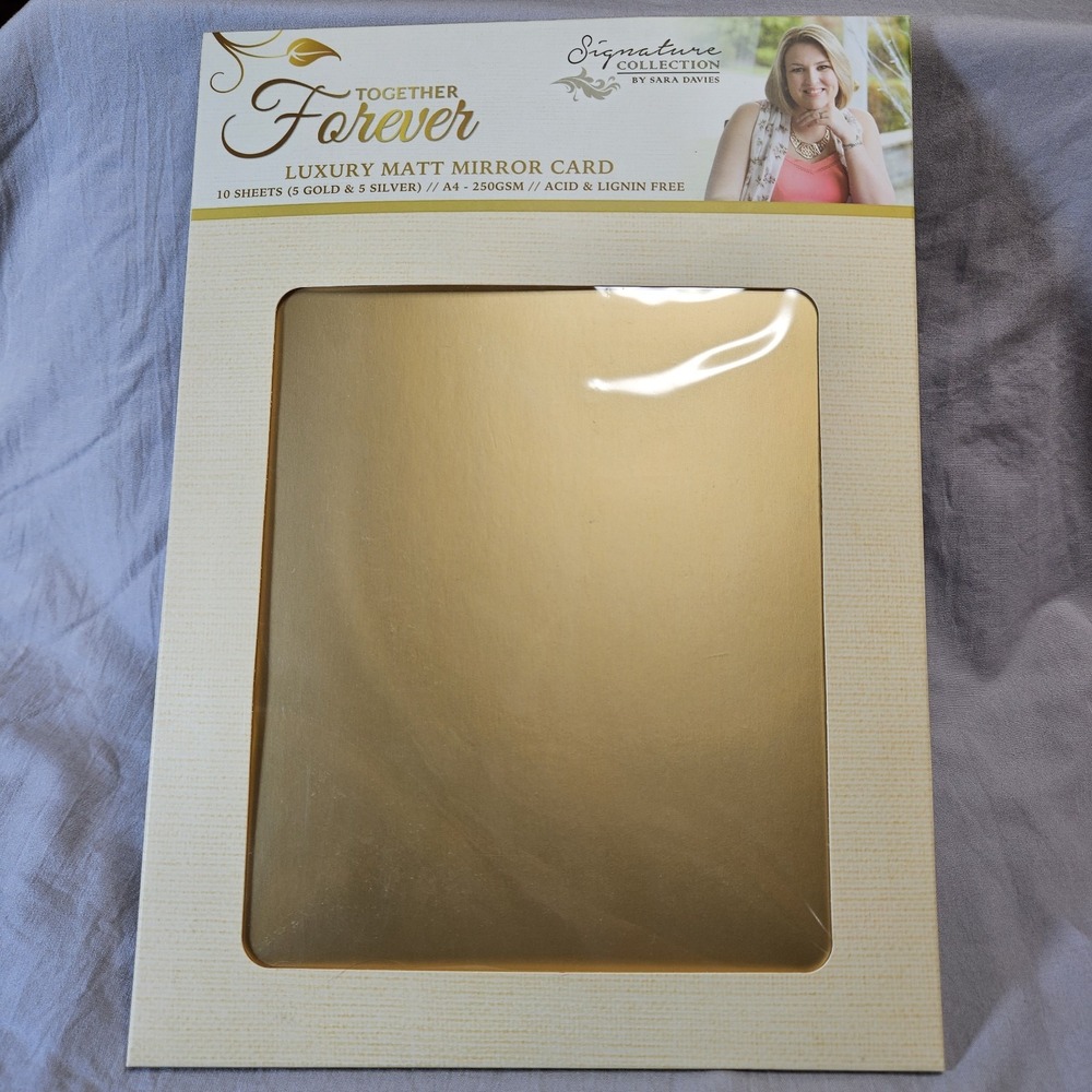 CRAFTERS COMPANION LUXURY MIRROR CARD SARA DAVIES SIGNATURE COLLECT. GOLD SILVER - Picture 2 of 6